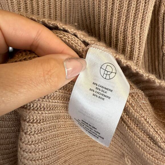 The Row Cashmere Silk Blend Ribbed Crew Neck Pullover Sweater USA Brown Medium - Picture 4 of 7